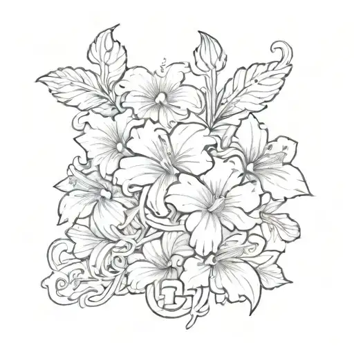 forever in old english font with hibiscu's tattoo design idea