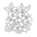 forever in old english font with hibiscu's tattoo design idea