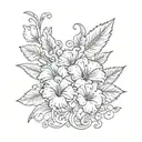 forever in old english font with hibiscu's tattoo design idea