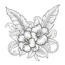 forever in old english font with hibiscu's tattoo design idea