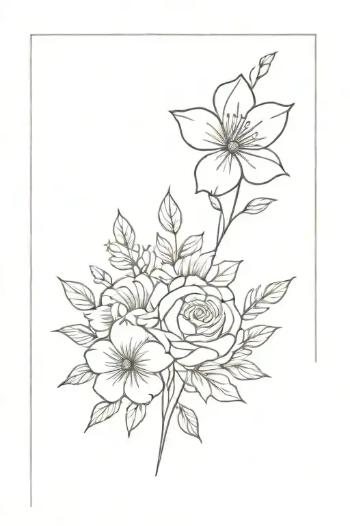 flower bouquet tattoo design idea