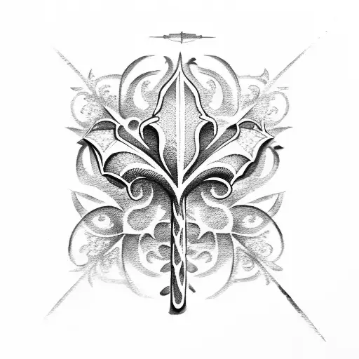palm tree shaped like fleur de lis tattoo design idea