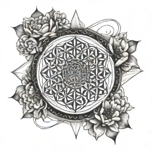 flower of life, sacred geometry, spiritual, tattoo, Libra, Capricorn, zodiac sign tattoo design idea