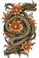 dragon and red spider lily tattoo design idea