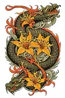 dragon and red spider lily tattoo design idea