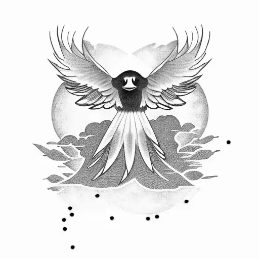 sinister crow with a moon behind it tattoo design idea