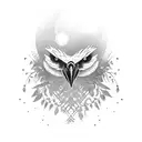 A sinister-looking crow surrounded by nature elements tattoo design idea