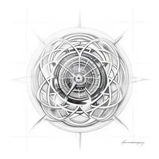 atoms coliding tattoo design idea