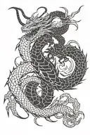 scorpion and dragon intertwined within tattoo design idea