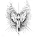 Combine a seraph angel with an eye design tattoo design idea