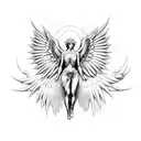 Combine a seraph angel with an eye design tattoo design idea