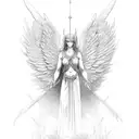 Combine a seraph angel with an eye design tattoo design idea