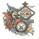 highway sign  tattoo design idea