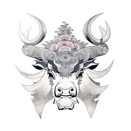 japanese ox ushi astrology tattoo design idea