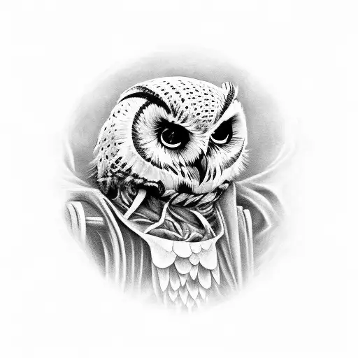 skeleton owl  tattoo design idea