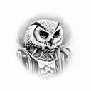 skeleton owl  tattoo design idea