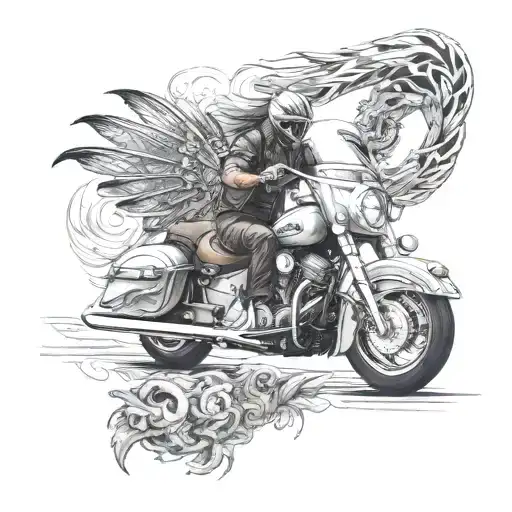 Indian Chieftain motorcycle merging into a dragon tattoo tattoo design idea