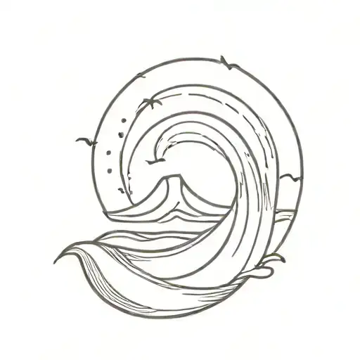 sun and sea wave tattoo design idea