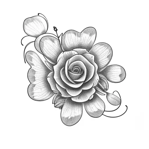 forget me not flower with butterfly  tattoo design idea