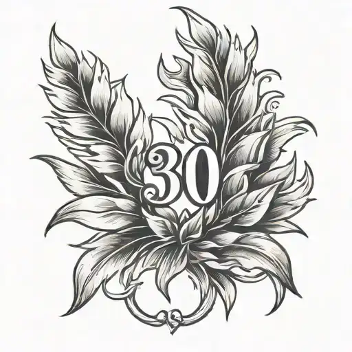 Laurel wreath with number 305 tattoo design idea
