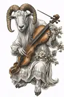 Goat wearing a dress and playing a violin  tattoo design idea