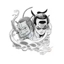 zoro and ashura tattoo design idea