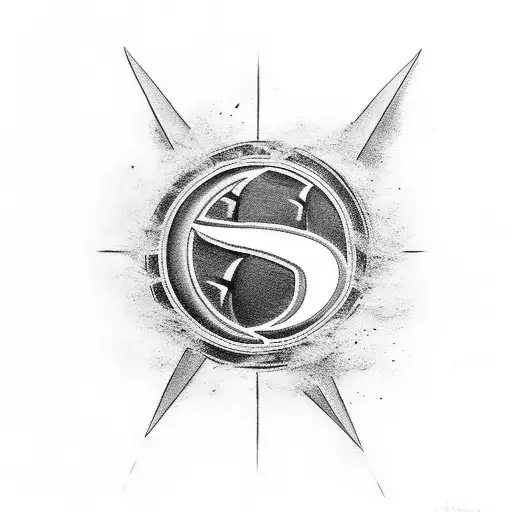 A black-grey tattoo depicting a golf ball soaring through the Oregon Ducks logo tattoo design idea