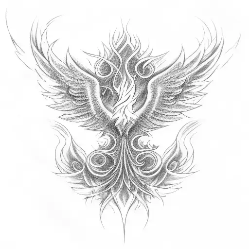 Phoenix rising from fire tattoo design idea