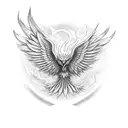 Phoenix reborn from fire tattoo design idea