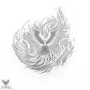 Phoenix reborn from fire tattoo design idea
