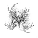 Phoenix reborn from fire tattoo design idea