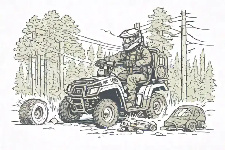 I like Forrest, chainsaw, atv, life, highpowerline, tattoo design idea