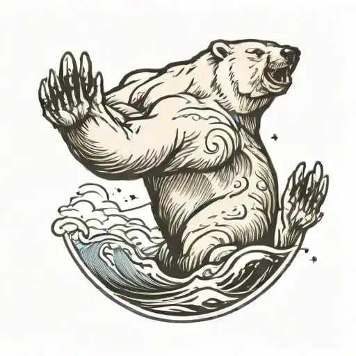 Polar Bear waving tattoo design idea