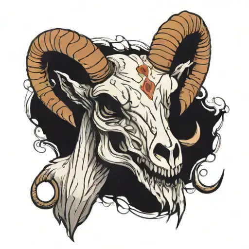 goat skull wearing tattoo design idea