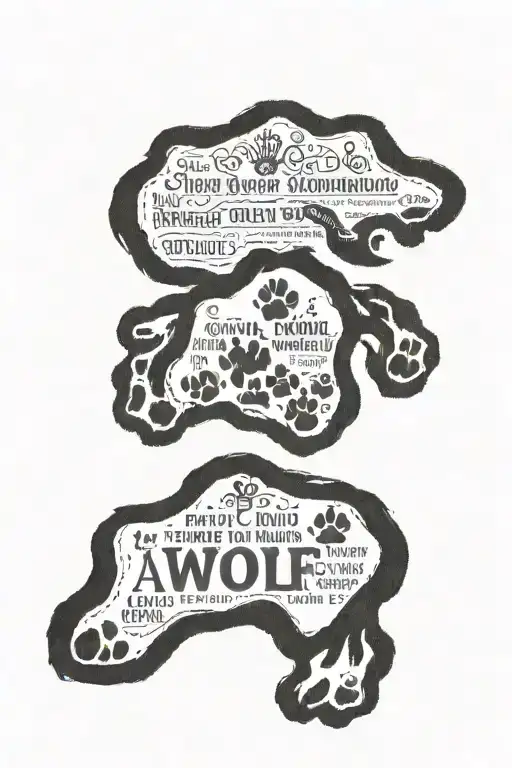 A wolf paw print with each family member's name in it, a subtle yet meaningful tribute to family tattoo design idea