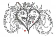 punk heart beat tattoo design idea
