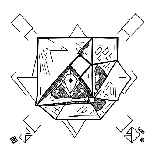 A minimalist representation of a Minecraft diamond sword slicing through a pizza tattoo design idea