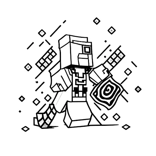 Minecraft character holding a slice of pizza tattoo design idea