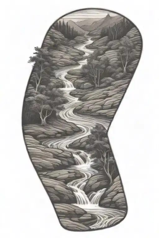 river flowing tattoo design idea