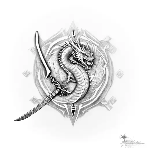 dragon zelda boho sword tattoo design idea