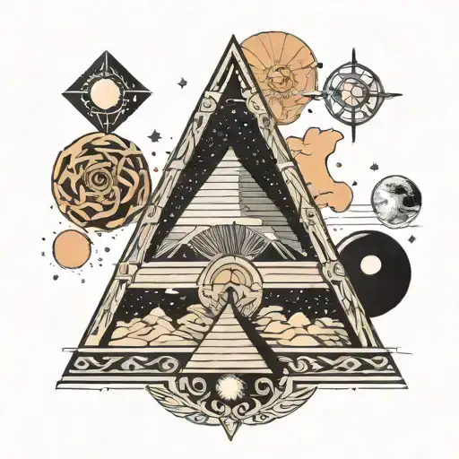 pyramid and universe tattoo design idea