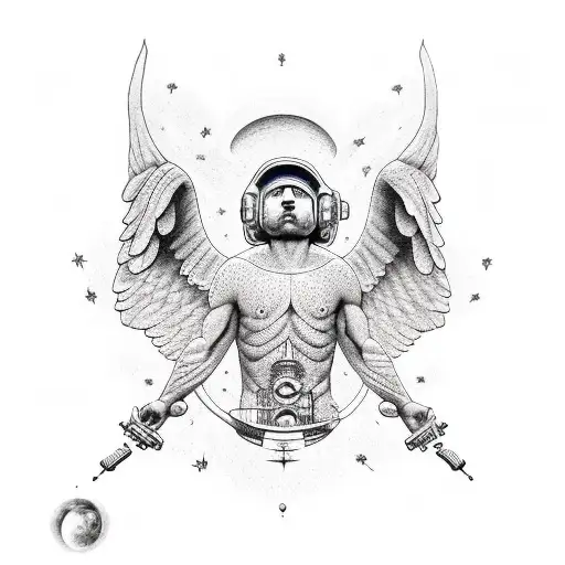 Icarus and astronaut tattoo design idea
