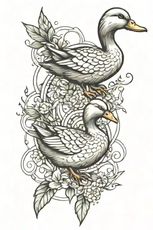 duck dna double helix tattoo design idea