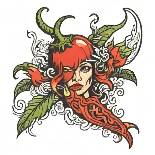 chilli pepper female comic tattoo design idea