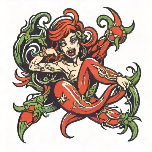 chilli pepper female tattoo design idea