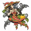 chilli pepper female tattoo design idea