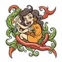chilli pepper female tattoo design idea