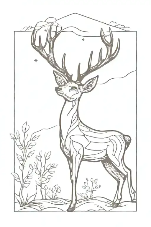 deer hanging meat cuts tattoo design idea