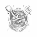 path with a fork in the road with one side with guns money drugs and the other side with school football money and a  tattoo design idea