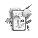 path with a fork in the road with one side with guns money drugs and the other side with school football money and a  tattoo design idea